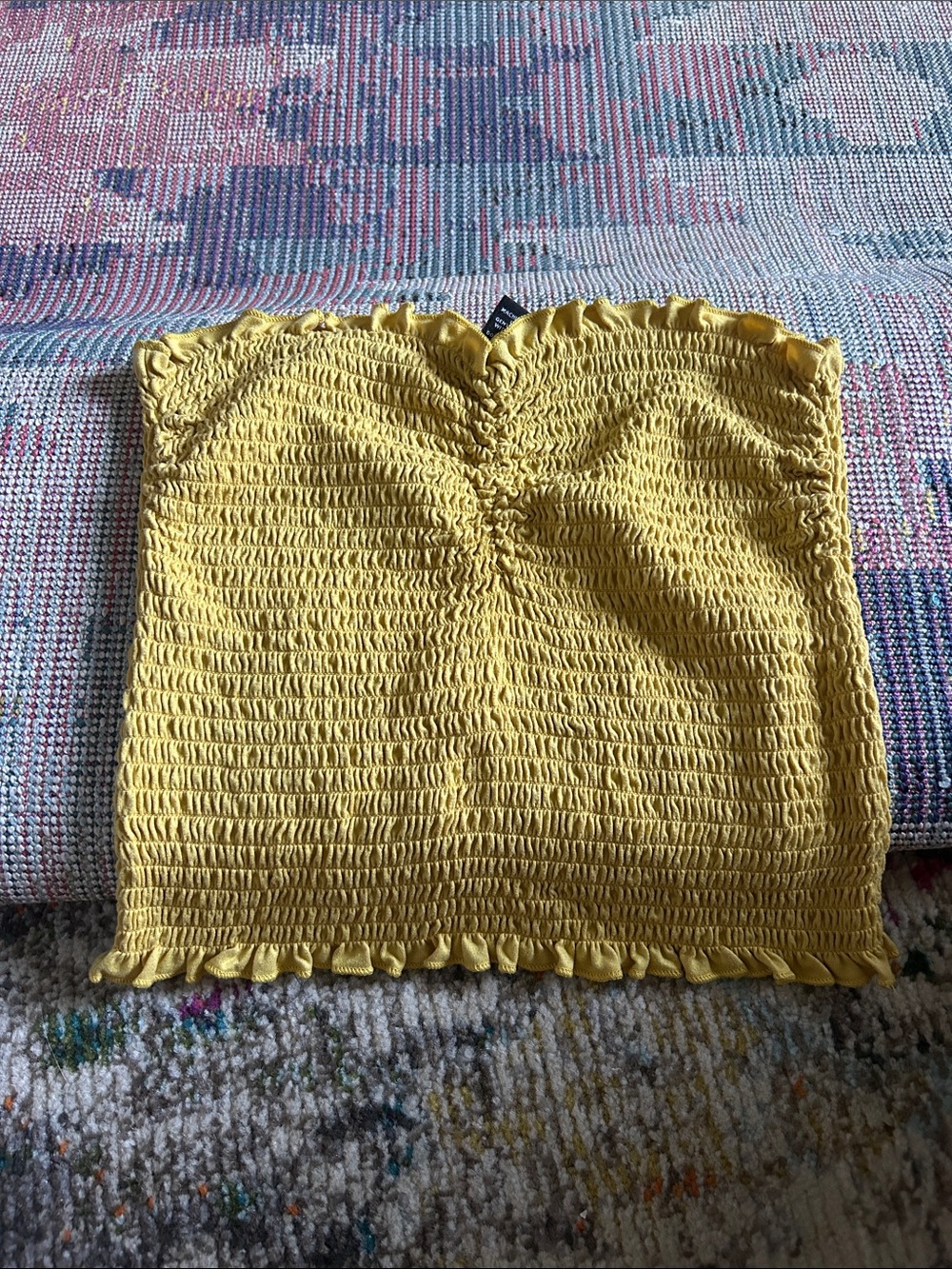 Yellow Smocked Tube Skirt
